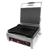 Cecilware Pro SG1SG Single Commercial Panini Press w/ Cast Iron Grooved Plates, 120v, Cast Steel Grooved Plates, Stainless Steel