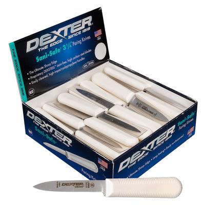 Dexter Russell S104-50 SANI-SAFE 3 1/4" Paring Knife Set w/ Polypropylene White Handle, Carbon Steel