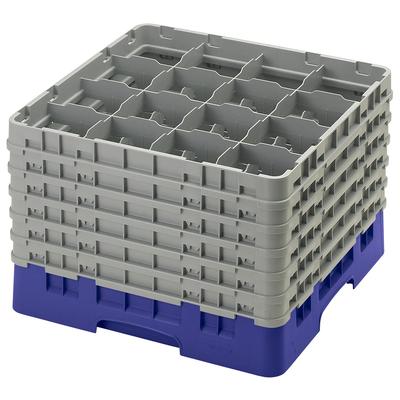 Cambro 16S1214186 Camrack Glass Rack w/ (16) Compartments - (6) Gray Extenders, Navy Blue, Polypropylene, 16 Compartments