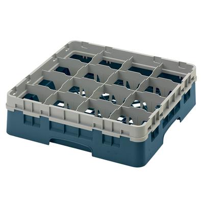Cambro 16S418414 Camrack Glass Rack w/ (16) Compartments - (1) Gray Extender, Teal, 1 Gray Extender, Blue