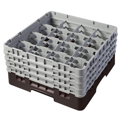 Cambro 16S800167 Camrack Glass Rack w/ (16) Compartments - (4) Gray Extenders, Brown, Full Size, Polypropylene