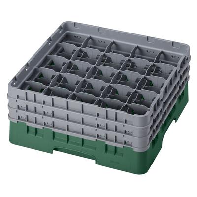 Cambro 25S638119 Camrack Glass Rack w/ (25) Compartments - (3) Gray Extenders, Sherwood Green, 3 Soft Gray Extenders
