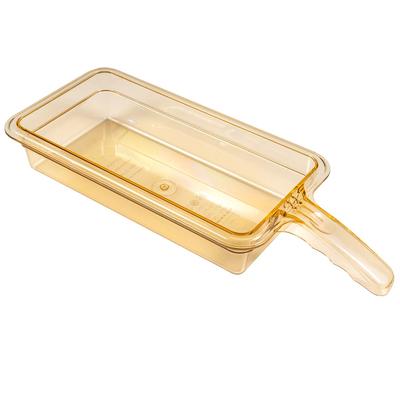 Cambro 32HP1H150 2 1/2"D Third Size High Temp Food Pan - Handle, 1/3 Size, Single Handle, Amber