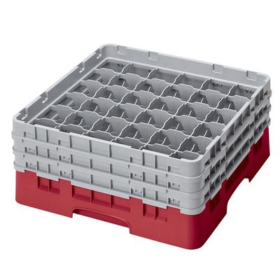 Cambro 36S638163 Camrack Glass Rack w/ (36) Compartments - (3) Gray Extenders, Red, 36 Compartments, Full Size