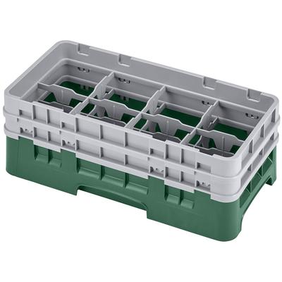 Cambro 8HS434119 Camrack Glass Rack - Half Size, (2)Extenders, 8 Compartment, Sherwood Green, 8 Compartments