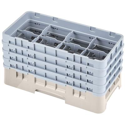 Cambro 8HS800184 Camrack Glass Rack - Half Size, (4)Extenders, 8 Compartments, Beige
