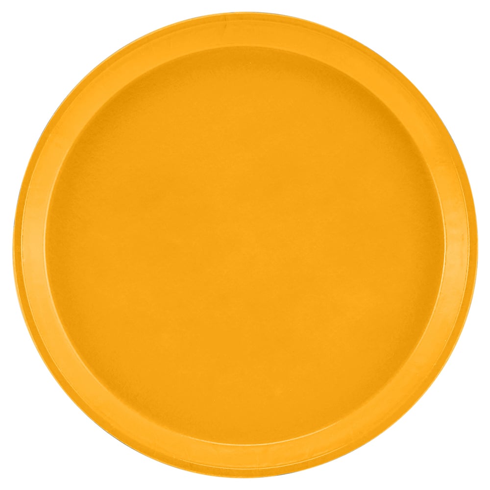 Cambro 900504 9" Round Serving Camtray - Fiberglass, Mustard, Yellow, Case of 12