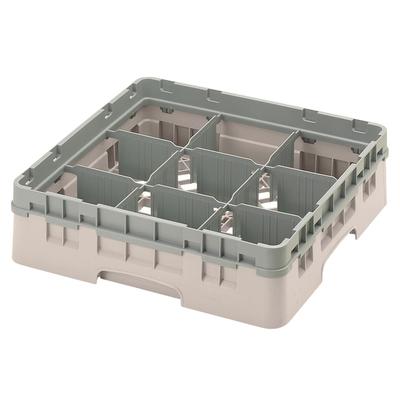 Cambro 9S318184 Camrack Glass Rack w/ (9) Compartments - (1) Gray Extender, Beige, With Soft Gray Extender, Full Size