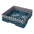 Cambro BR414414 Camrack Base Rack with Extender - 1 Compartment, 4"H, Teal, Soft Gray Extender, Full Size, Blue