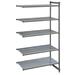 Cambro CBA183084VS5580 Camshelving Basics Vented/Solid Add-On Shelf Kit - 5 Shelves, 30"L x 18"W x 84"H, 5 Tiers