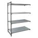 Cambro CBA185484VS4580 Camshelving Basics Vented/Solid Add-On Shelf Kit - 4 Shelves, 54"L x 18"W x 84"H, 4 Tiers