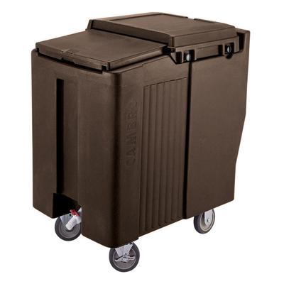 Cambro ICS125T131 125 lb SlidingLid Insulated Mobile Ice Caddy - Plastic, Dark Brown, 125 lb Capacity