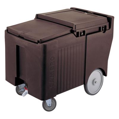 Cambro ICS175LB131 175 lb SlidingLid Insulated Mobile Ice Caddy - Plastic, Dark Brown, 175 lb Capacity