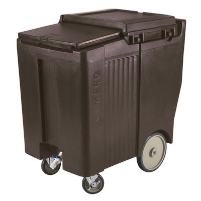 Cambro ICS175TB131 175 lb SlidingLid Insulated Mobile Ice Caddy - Plastic, Dark Brown, 175 lb Capacity