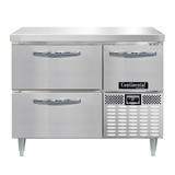 Continental DRA43NSS-F 43" Poultry & Fish File Worktop Refrigerator w/ (2) Drawers & (1) Door, 115v, Silver