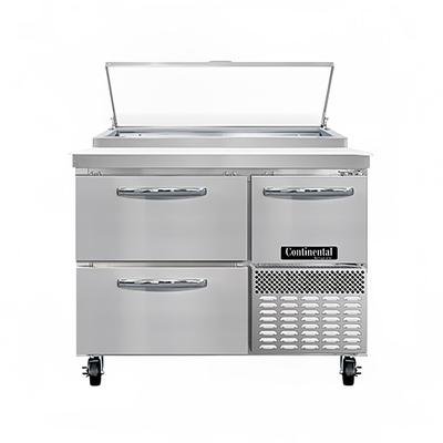 Continental PA43N-D 43" Pizza Prep Table w/ Refrigerated Base, 115v, Stainless Steel