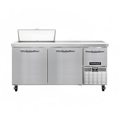 Continental RA68N8 68" Pizza Prep Table w/ Refrigerated Base, 115v, Stainless Steel