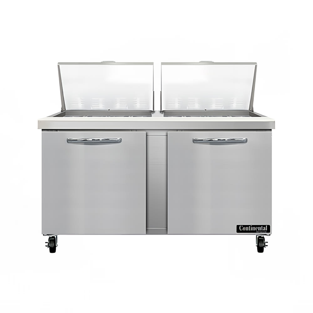 Continental SW60N24M 60" Sandwich/Salad Prep Table w/ Refrigerated Base, 115v, 24 Sixth-Size Pans, 10" Cutting Board, Stainless Steel