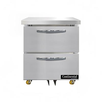 Continental SWF27N-U-D 27" W Undercounter Freezer w/ 1 Section & 1 Drawers, 115v, Silver