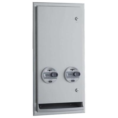 Bobrick B-370625 Recessed Sanitary Napkin/Tampon Dispenser - Free Vend, Stainless Steel