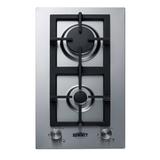 Summit GCJ2SS 12"W Gas Stove w/ (2) Burners - Cast Iron Grates, Natural Gas, Stainless steel, 12" Width, Gas Type: NG