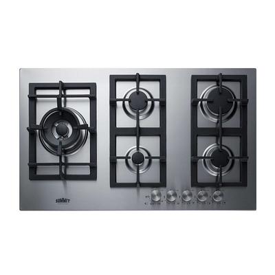 Summit GCJ536SS 33 7/8"W Gas Stove w/ 5 Burners - Cast Iron Grates, Natural Gas, Stainless Steel, Gas Type: NG