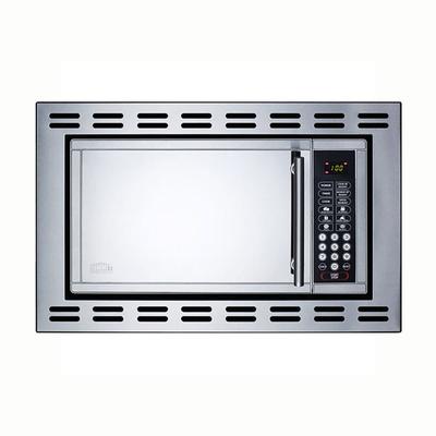 Summit OTR24 Built In Microwave Oven w/ Touchpad Controls & Digital Clock, Mirror/Stainless, .9 cu ft, Silver