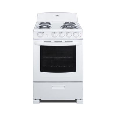 Summit RE2411W 24"W Electric Stove w/ 4 Burners - White, 220v/1ph