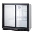 Summit SCR700BCSS 35 1/2" Bar Refrigerator - 2 Sliding Glass Doors, Stainless, 115v, Stainless Steel