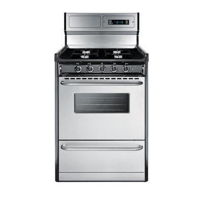 Summit TNM6307BKW 24"W Gas Stove w/ 4 Burners - Black/Stainless, Natural Gas, Silver, Gas Type: NG