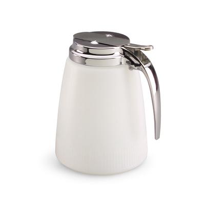 Vollrath 2748 48 oz Dripcut Cylindrical Dripcut Server - White Polyethylene, Chrome Top, Polyethylene Jar