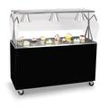 Vollrath 38762 Affordable Portable 46" Mobile Food Bar w/ Shelf & Stainless Top, Cherry Woodgrain, Brown