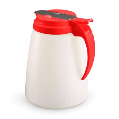 Vollrath 4748-02 48 oz Dripcut Cylindrical Dripcut Server - White Polyethylene, Red Plastic Top, 48-oz. Capacity, Red Top