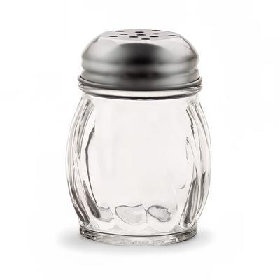 Vollrath 674 6 oz Cheese Shaker - Stainless Cap Swirl Glass Jar, Clear