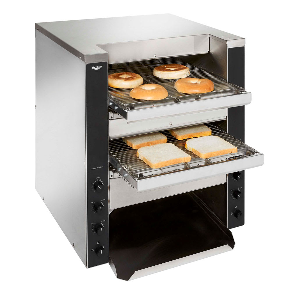 Vollrath CT4-220DUAL Conveyor Toaster - 1100 Slices/hr w/ 1 1/2" to 3" Product Opening, 220v/1ph, 220 V, Stainless Steel