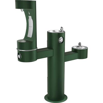 Elkay LK4430BF1MEVG Outdoor Bottle Filling Station w/ 2 Drinking Fountains - 57"H, Non Refrigerated, Evergreen