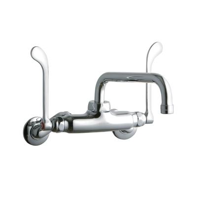 Elkay LK945TS08T6T Splash Mount Faucet w/ 8" Tube Spout & 6" Wrist Blade Handles - 3 1/2" to 8" Adjustable Centers