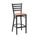 Royal Industries ROY 9002 N Commercial Bar Stool w/ Ladder Back & Natural Wood Seat, Matte Black