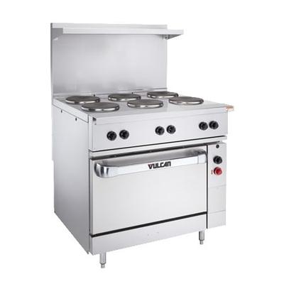 Vulcan EV36S-2FP24G480 36" Commercial Electric Range w/ (2) French Hot Plates & (1) Griddle, 480v/3ph, Stainless Steel