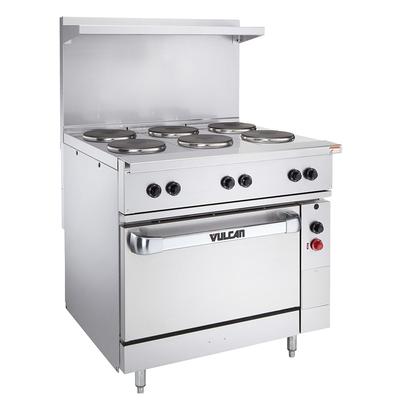 Vulcan EV36S-2FP2HT240 36" Commercial Electric Range w/ (2) French Hot Plates & (2) Hot Tops, 240v/3ph, Stainless Steel