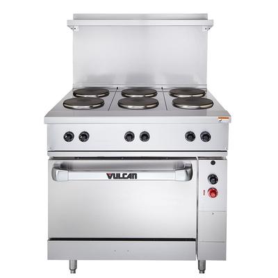 Vulcan EV36S-4FP1HT240 36" Commercial Electric Range w/ (4) French Hot Plates & (1) Hot Top, 240v/3ph, Stainless Steel