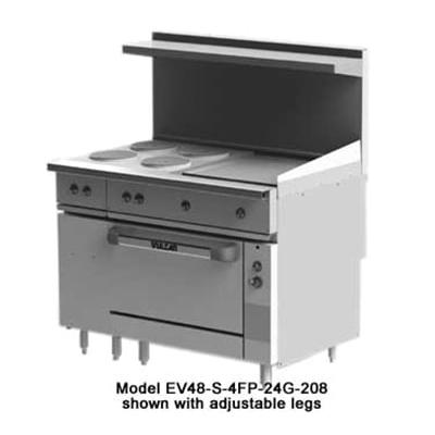 Vulcan EV48-S-4FP24G208 48" 4 Sealed Element Commercial Electric Range with Griddle, 208v/3ph, Stainless Steel