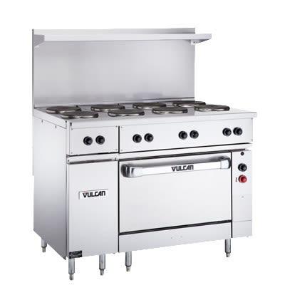 Vulcan EV48S-8FP-480 48" Commercial Electric Range w/ (8) French Hot Plates, 480v/1ph, Stainless Steel