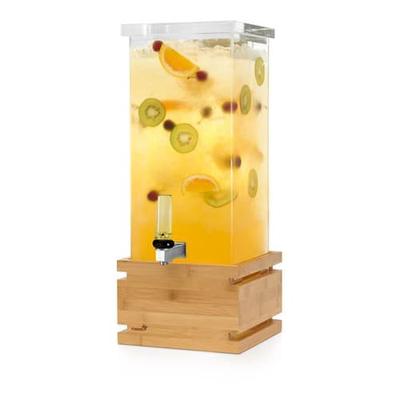 Rosseto LD195 3 gal Beverage Dispenser w/ Ice Basket - Plastic Container, Bamboo Base, Brown