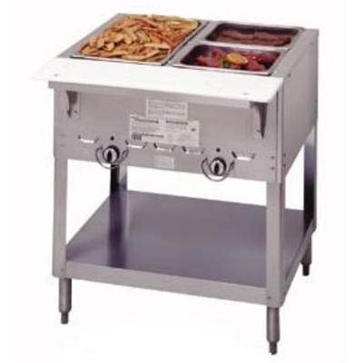 Duke 302 NG 30 3/8" Hot Food Table w/ (2) Wells & Cutting Board, Natural Gas, Silver, Gas Type: NG