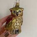 Anthropologie Holiday | Anthropologie Glittered Glass Owl Ornament Sparkly Christmas Tree Trim | Color: Gold/Green | Size: Os