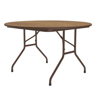 Correll CF48PX06 48" Round Folding Table w/ Medium Oak Top, 29"H, Brown