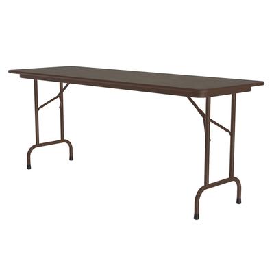 Correll PC2472P 01 72" Rectangular Folding Table w/ Walnut Plywood Top, 29"H, Black