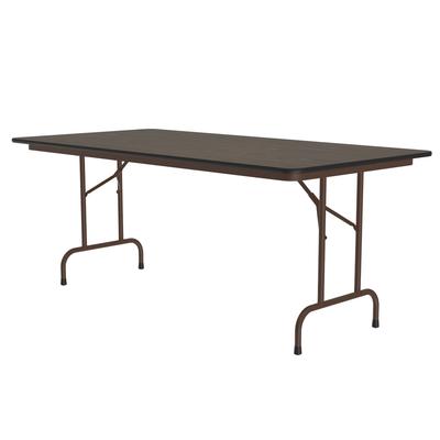 Correll PC3672P 01 72" Rectangular Folding Table w/ Walnut Plywood Top, 29"H, Black