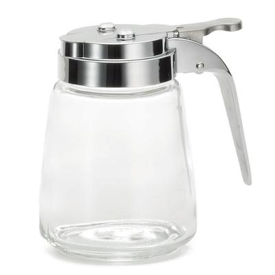 Tablecraft 1370CP 8 oz Cylindrical Dripcut Server - Glass, Chrome ABS Top, Clear